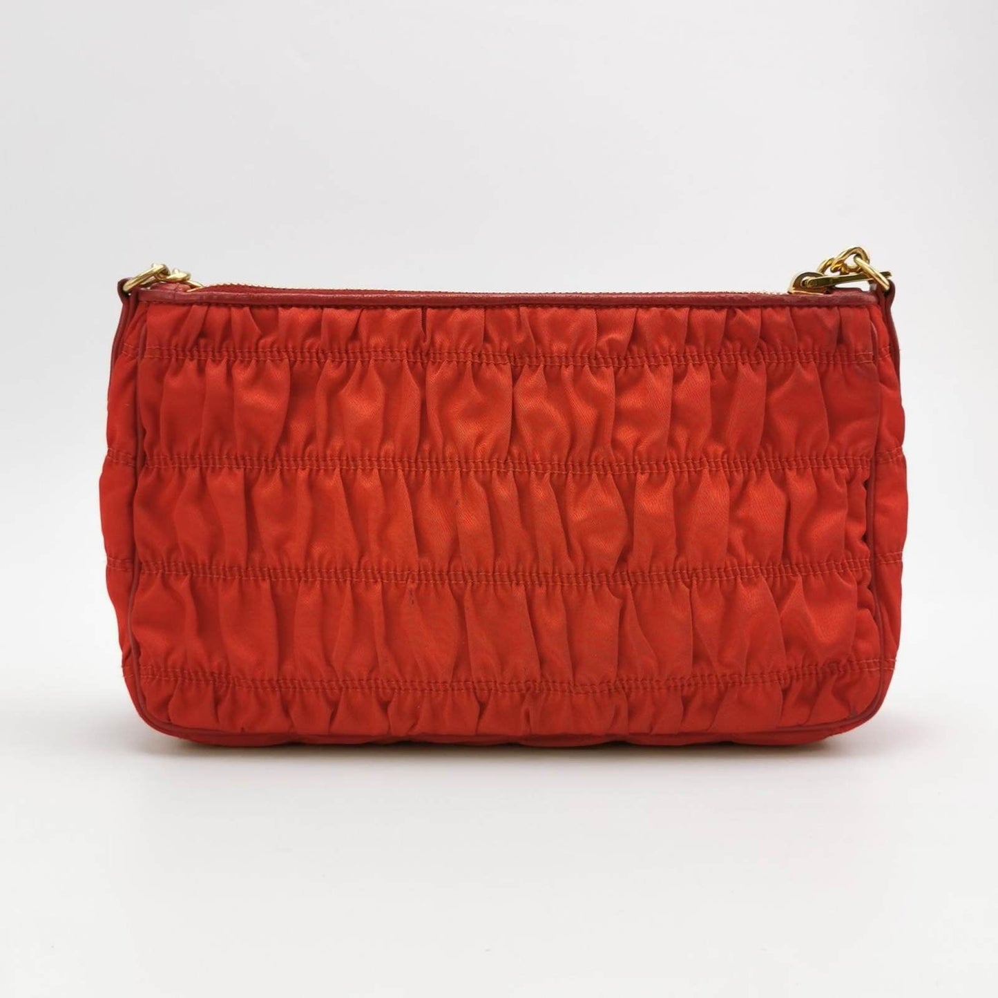 Prada Tessuto Nylon Gaufre Crossbody Bag Red with Gold-tone Hardware