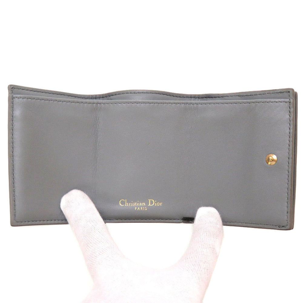 Christian Dior Tri-fold wallet leather gray Compact wallet