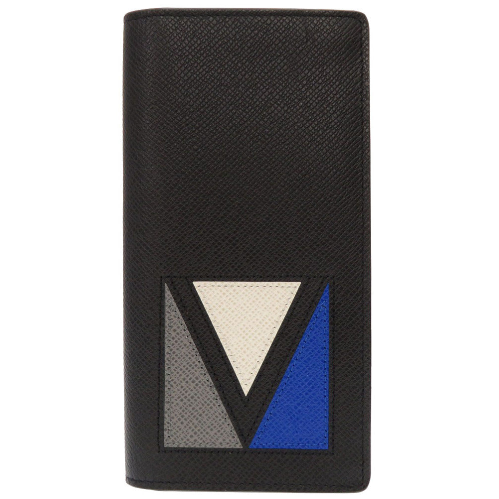 LOUIS VUITTON Long Wallet Purse M30791 Taiga black Taiga Portefeuille Brazza V shape mens