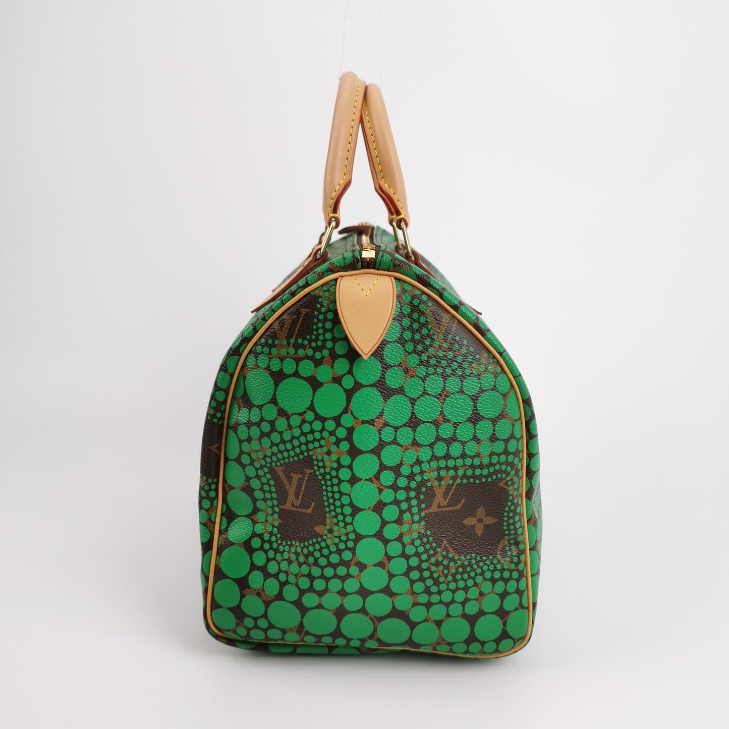 Louis Vuitton Kusama Town Speedy 30 Green Top Handle Bag