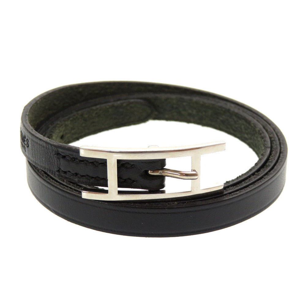 HERMES bracelet leather black Appi 3 Women