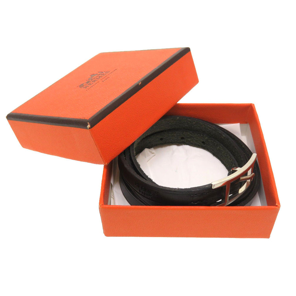 HERMES bracelet leather black Appi 3 Women