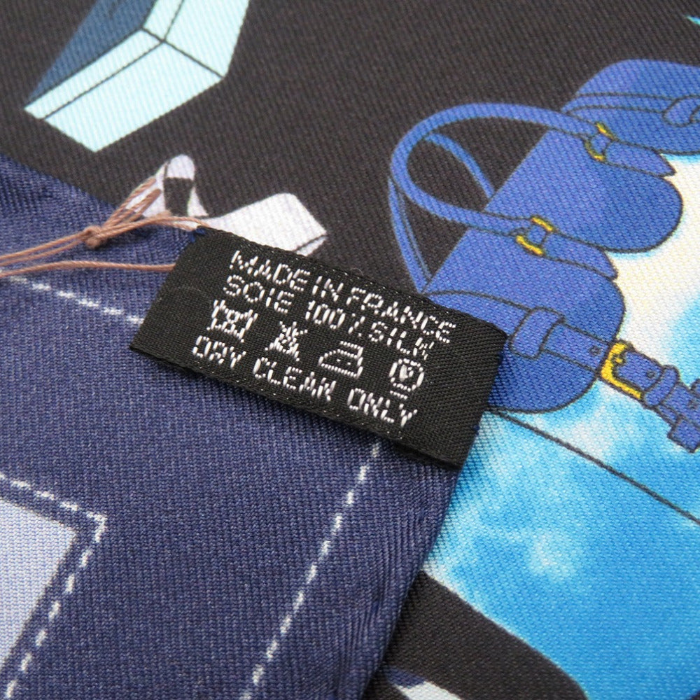 HERMES scarf silk blue Carre40 MONSIEUR ET MADAME Monsieur & Madam unisex(Unisex)