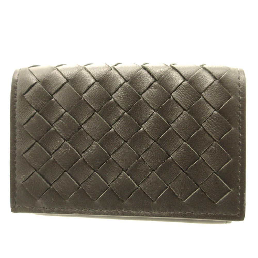 BOTTEGAVENETA Tri-fold wallet leather black Compact wallet INTRECCIATO mens(Unisex)