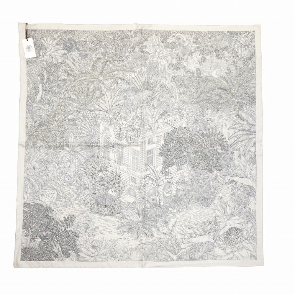 HERMES scarf silk gray Faubourg Tropical Faubourg Tropical Carre90 Women