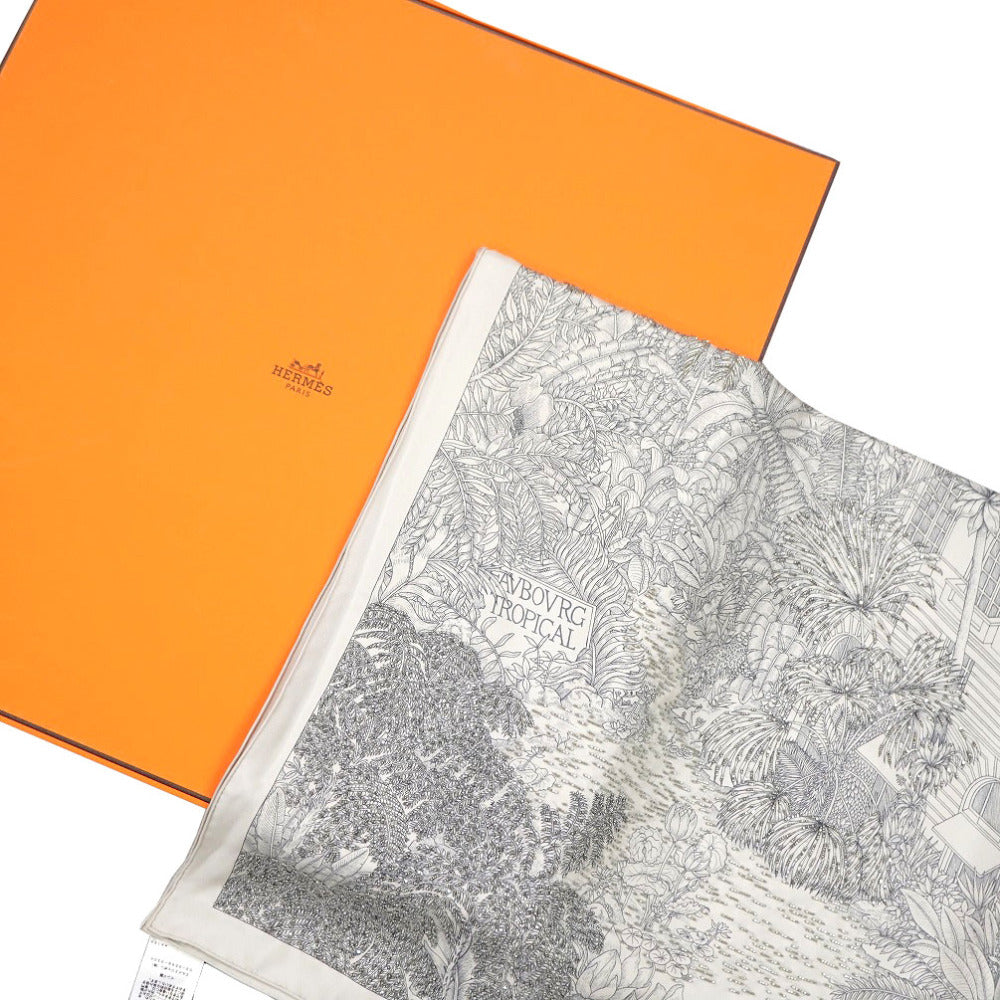 HERMES scarf silk gray Faubourg Tropical Faubourg Tropical Carre90 Women