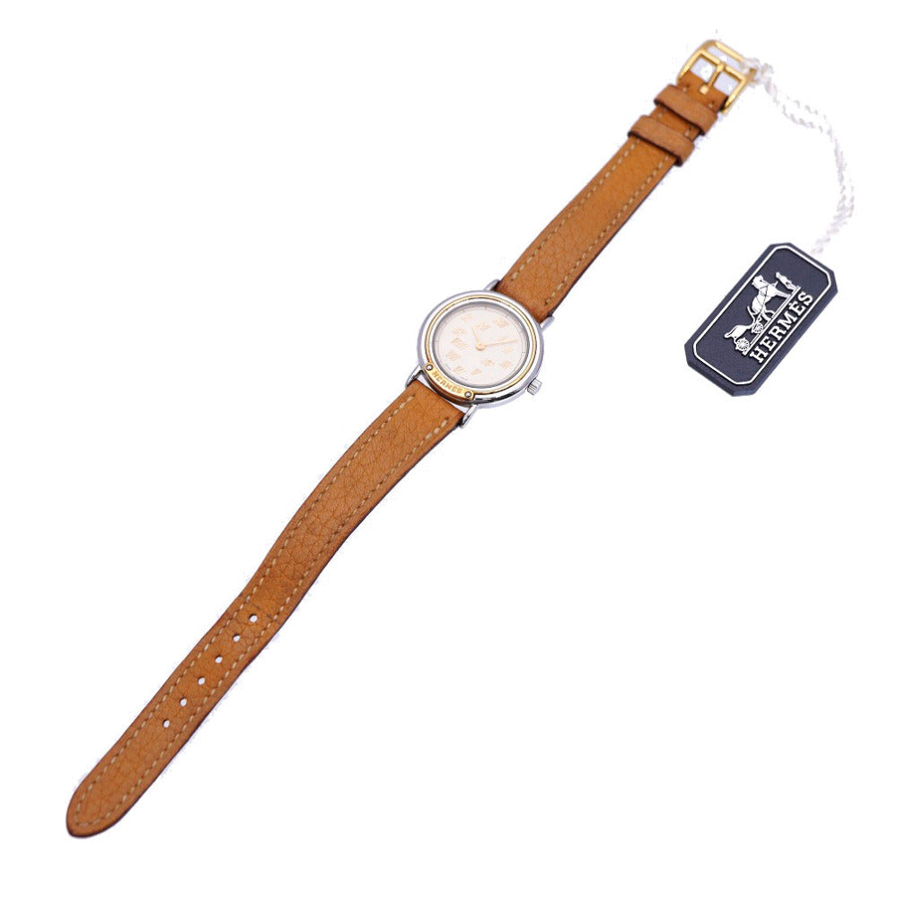 HERMES Watches Quartz Stainless Steel, Gold Plated, Leather Ivory Quartz Meteor Ivory dial Women