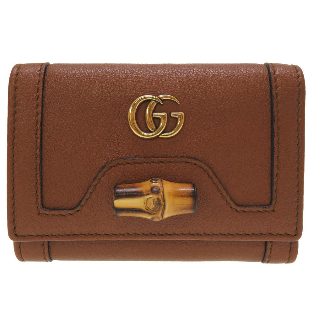 GUCCI Tri-fold wallet 658633 Bamboo Brown Diana medium mens