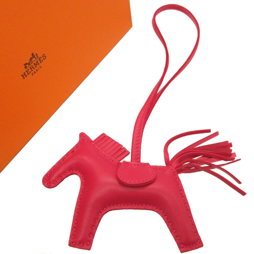 HERMES key ring leather Rose mexico Rodeo Charm PM