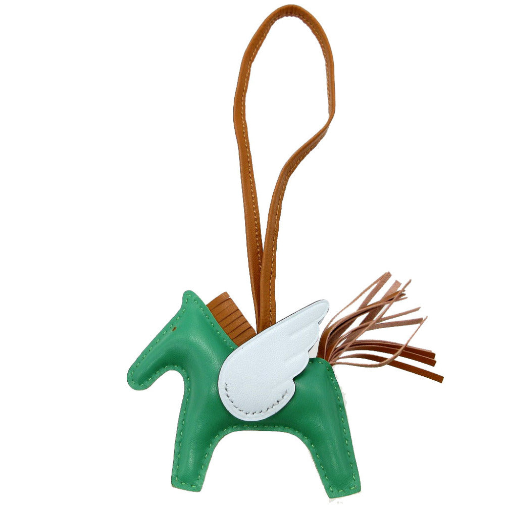 HERMES key ring leather mint Rodeo Pegasus Charm PM