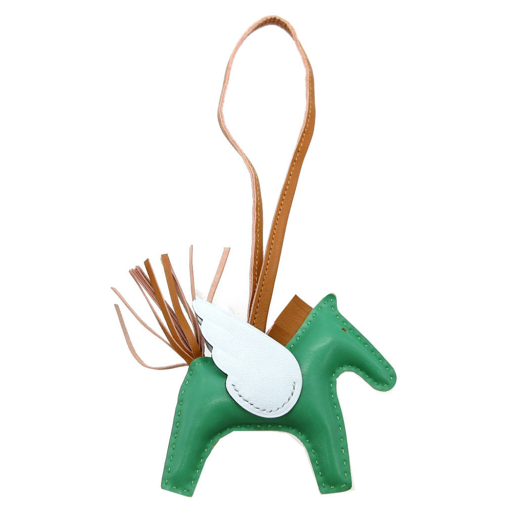 HERMES key ring leather mint Rodeo Pegasus Charm PM
