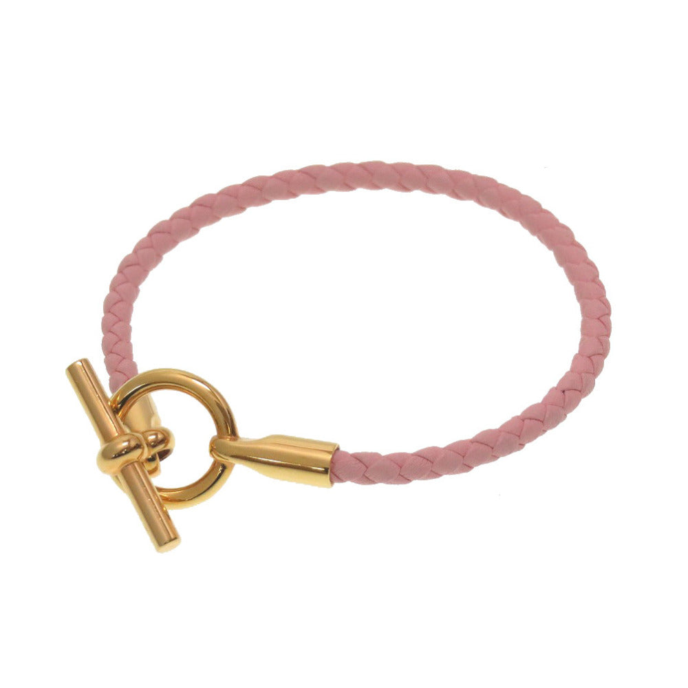 HERMES bracelet leather Rose cherry Grenan Women