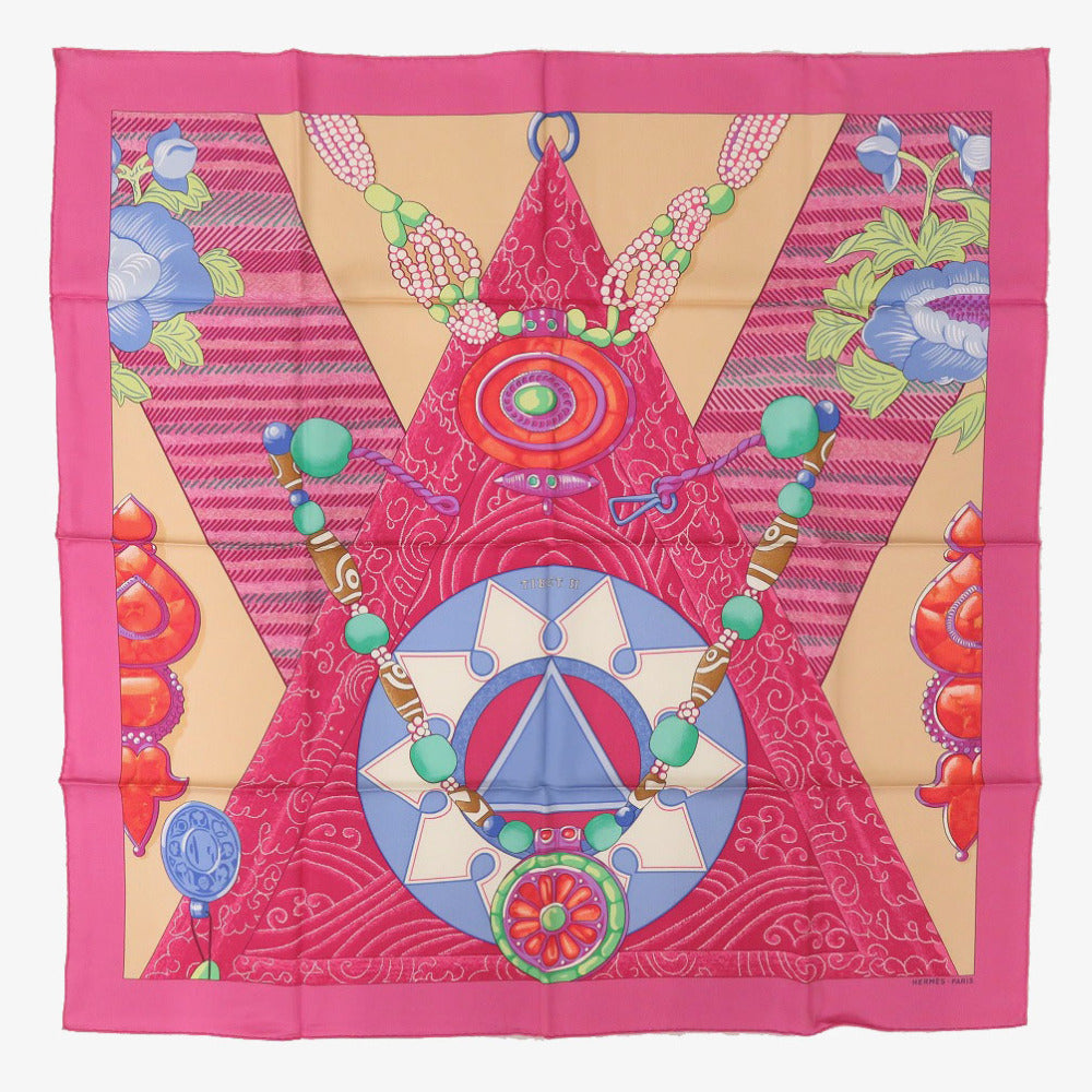 HERMES scarf silk pink Carre90 TIBET 2 Tibet 2 Women
