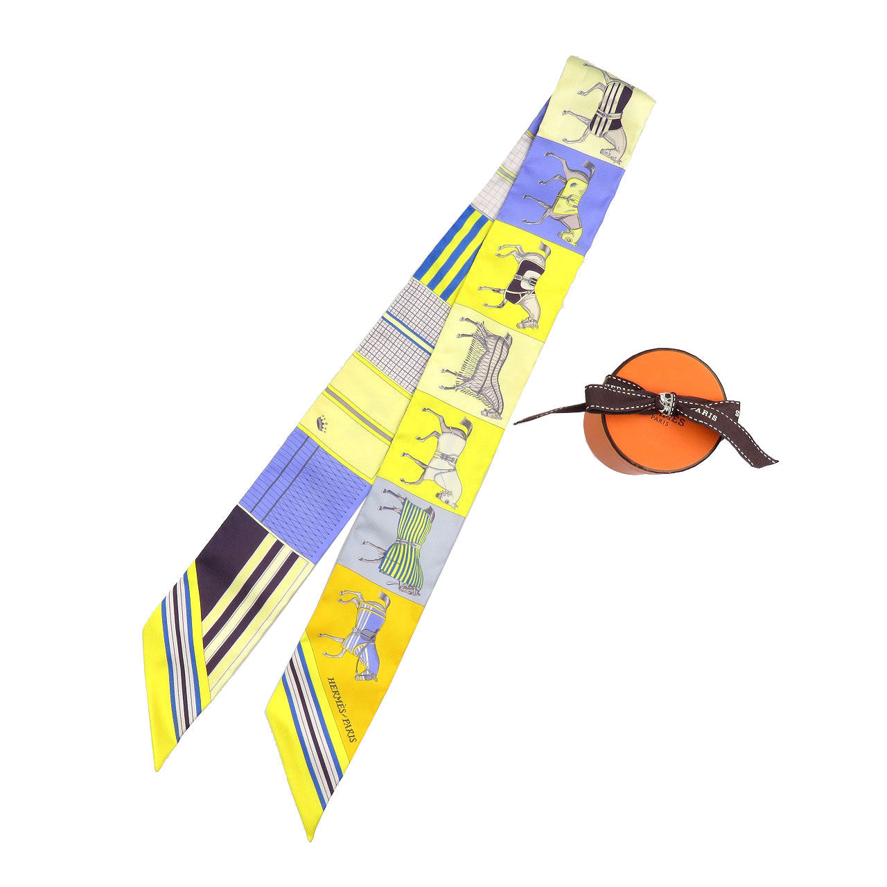 HERMES scarf silk yellow Twilly Women