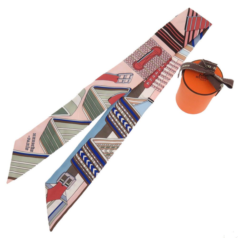 HERMES scarf silk Rose poodle Twilly zigzag sangles Women
