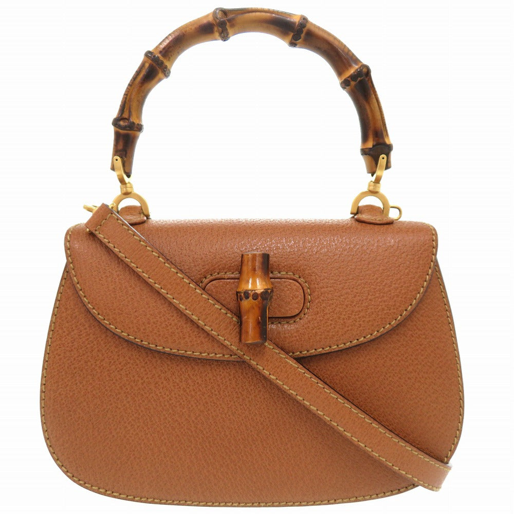 GUCCI Handbag 000 2046 0188 Bamboo Brown 2WAY Women