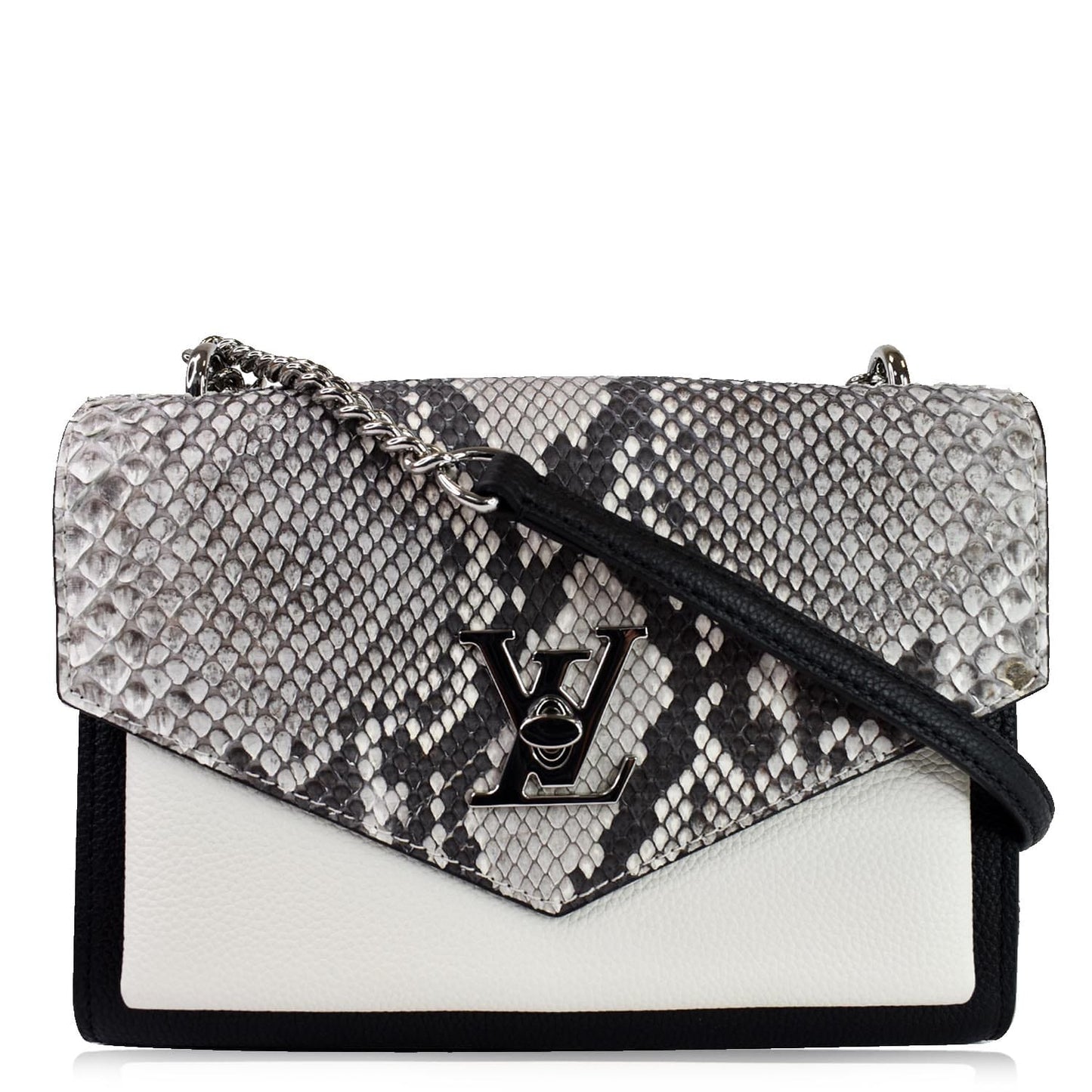 LOUIS VUITTON MyLockme BB Leather Crossbody Bag Black/Creme Beige