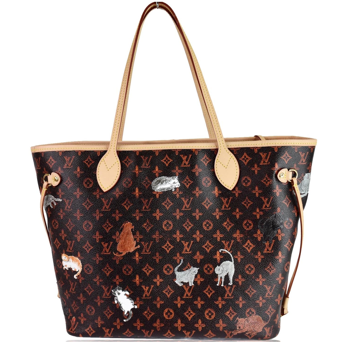 LOUIS VUITTON Catogram Neverfull MM Canvas Tote Shoulder Bag Orange