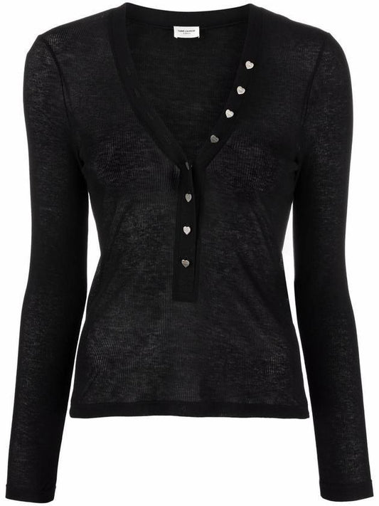 Luxury Saint Laurent Trending 2025 Heart Jersey Long Sleeve T Shirt Black