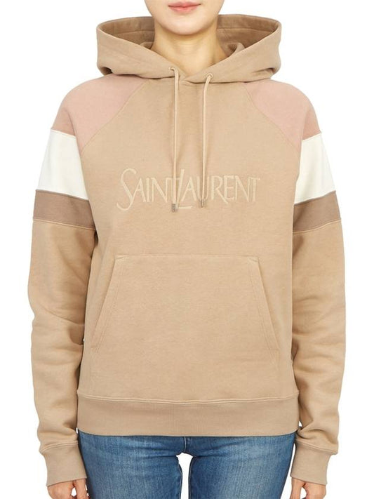 Luxury Saint Laurent Trending 2025 Front Logo Cotton Hoodie Beige