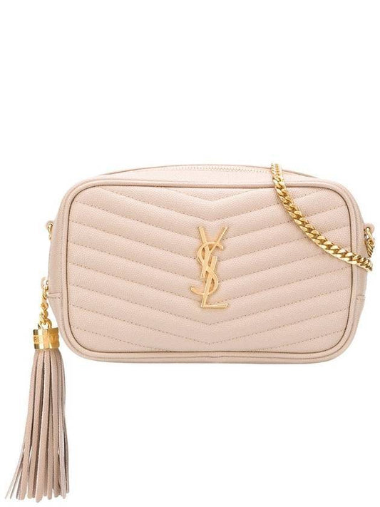 Luxury Saint Laurent Trending 2025 Lulu Mini Quilted Grain Leather Cross Bag Beige