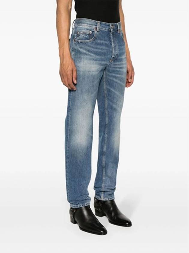 Luxury Saint Laurent Trending 2025 Back Logo Patch Biologics Cotton Jeans Blue