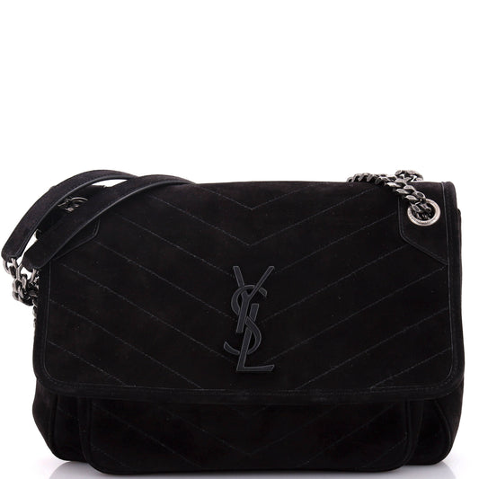 Luxury Saint Laurent Trending 2025 Niki Chain Flap Bag Matelasse Chevron Suede Medium