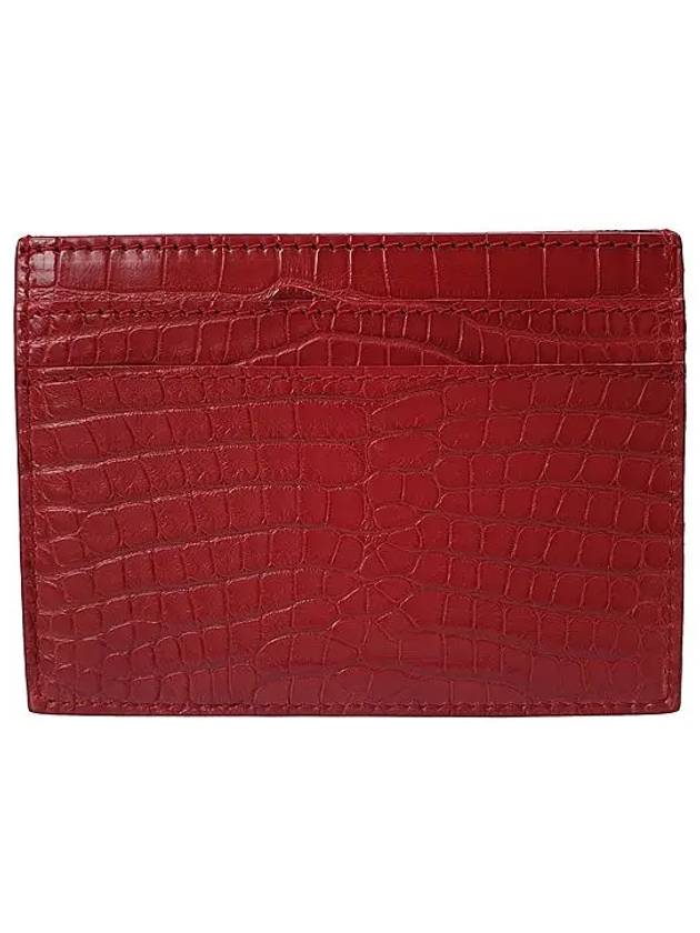 Luxury Saint Laurent Trending 2025 Monogram Crocodile Card Wallet Red