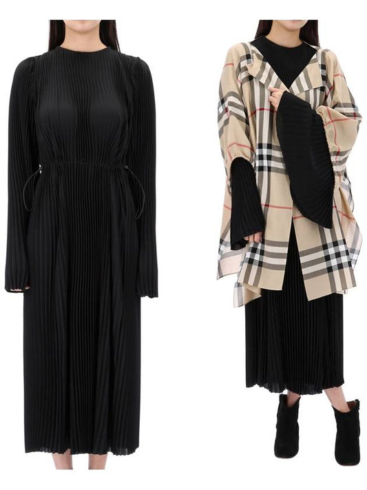 Luxury Balenciaga Trending 2025 Pleated Crepe De Chine Midi Dress Black