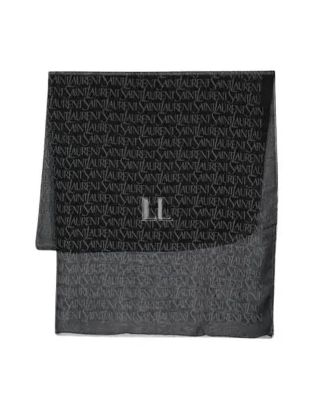 Luxury Saint Laurent Trending 2025 Logo Square Large Scarf Black
