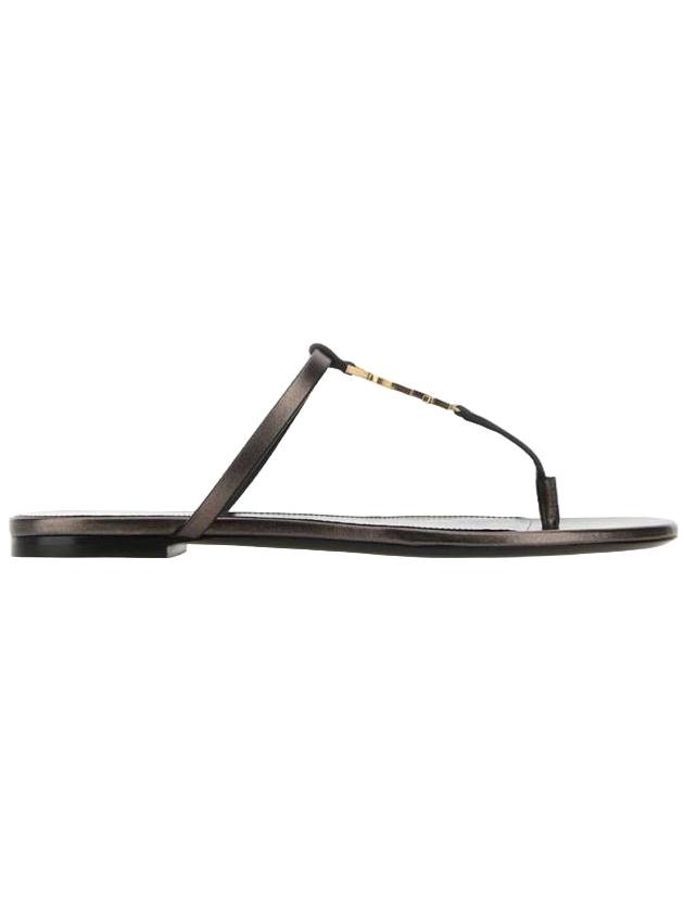 Luxury Saint Laurent Trending 2025 Cassandra Slide Leather Flip Flops Brown