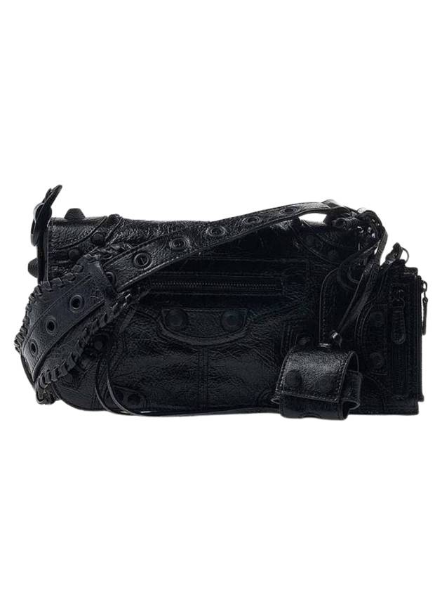 Luxury Balenciaga Trending 2025 Le Cagole XS Lambskin Flap Cross Bag Black