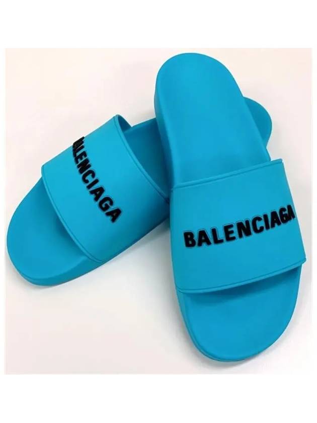 Luxury Balenciaga Trending 2025 Men's Logo Full Slippers Blue