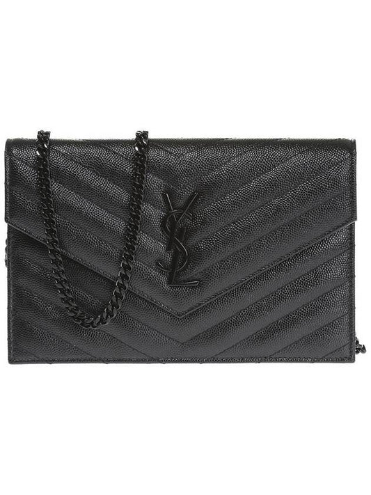 Luxury Saint Laurent Trending 2025 Monogram Envelope Chain Small Wallet Cross Bag Black