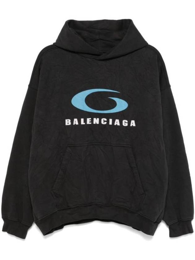 Luxury Balenciaga Trending 2025 Logo Hoodie Washed Black