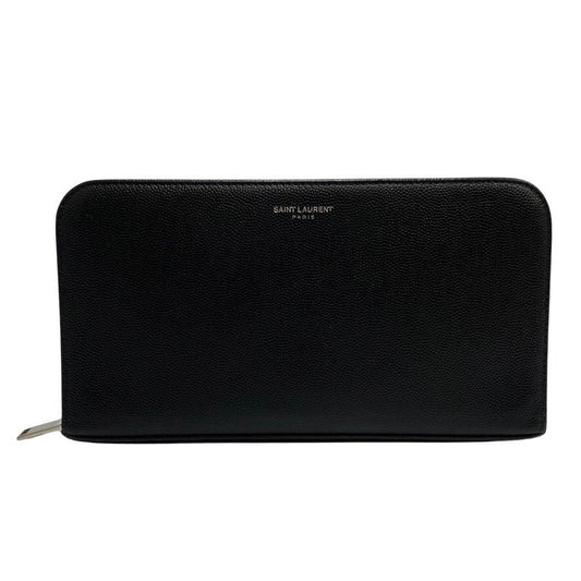 SAINT LAURENT PARIS Long Wallet Purse leather black Women