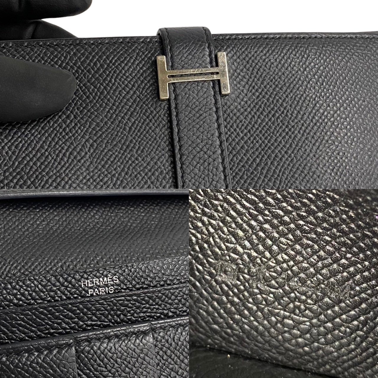 HERMES Long Wallet Purse Epsom black Beansufla Women(Unisex)