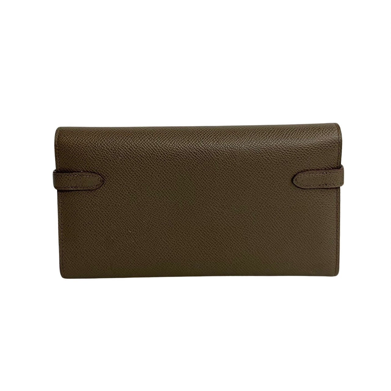HERMES Long Wallet Purse leather gray Kelly wallet Women