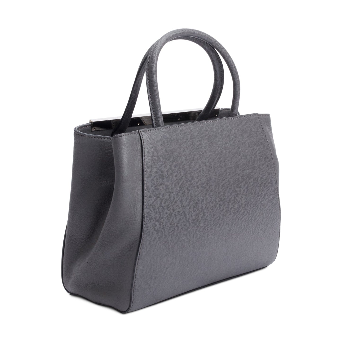 Fendi Grey Vitello Elite Leather Pony Hair & Python Trim Bird Petite 2Jours Tote