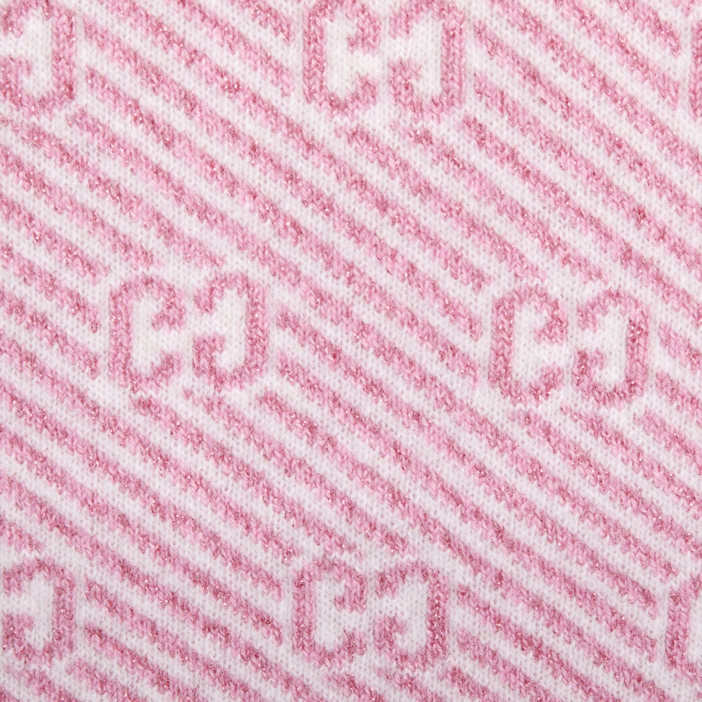 Gucci Pink Diagonal Stripe GG Jacquard Cashmere Wool Scarf