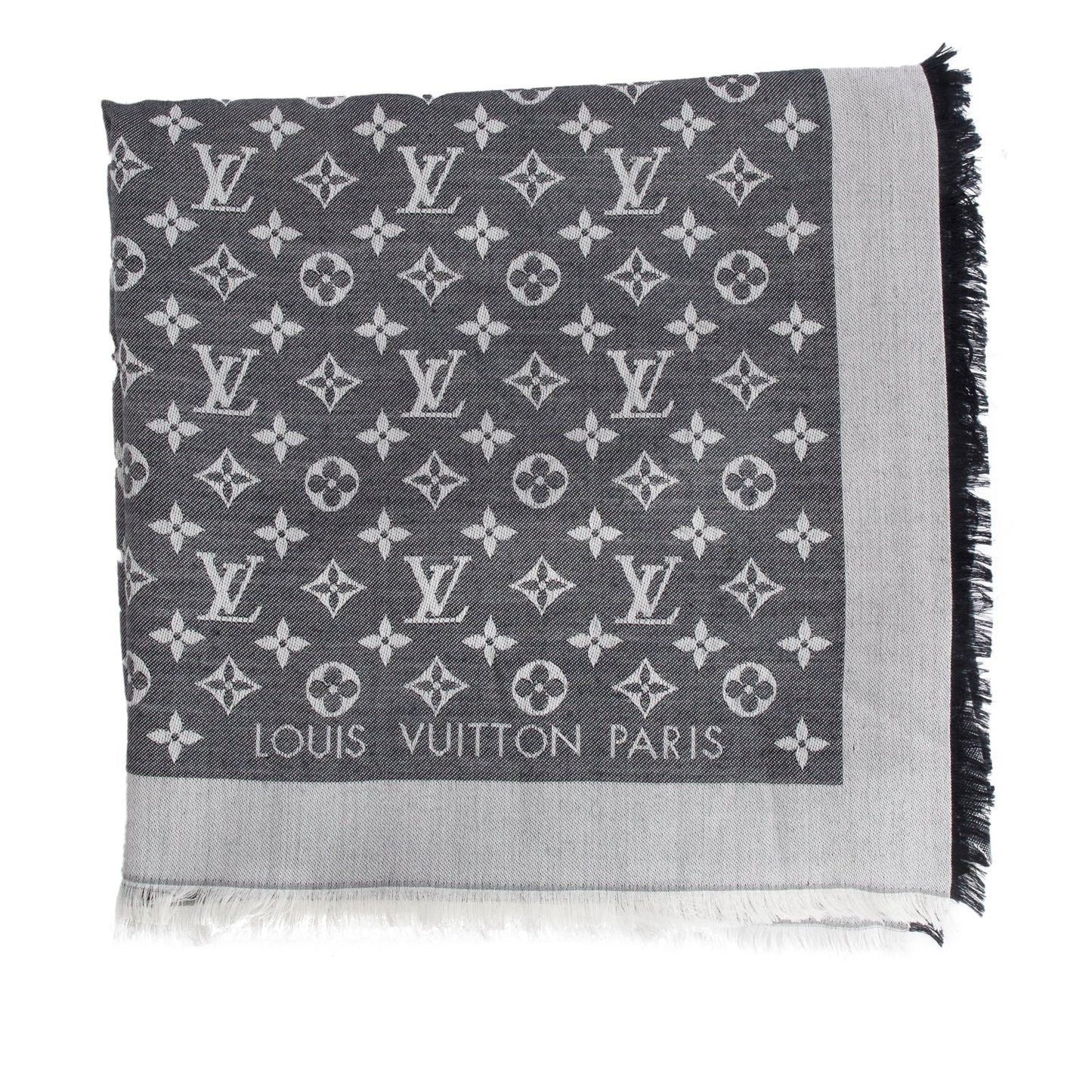 Louis Vuitton Grey/ Black Monogram Denim Shine Shawl Scarf