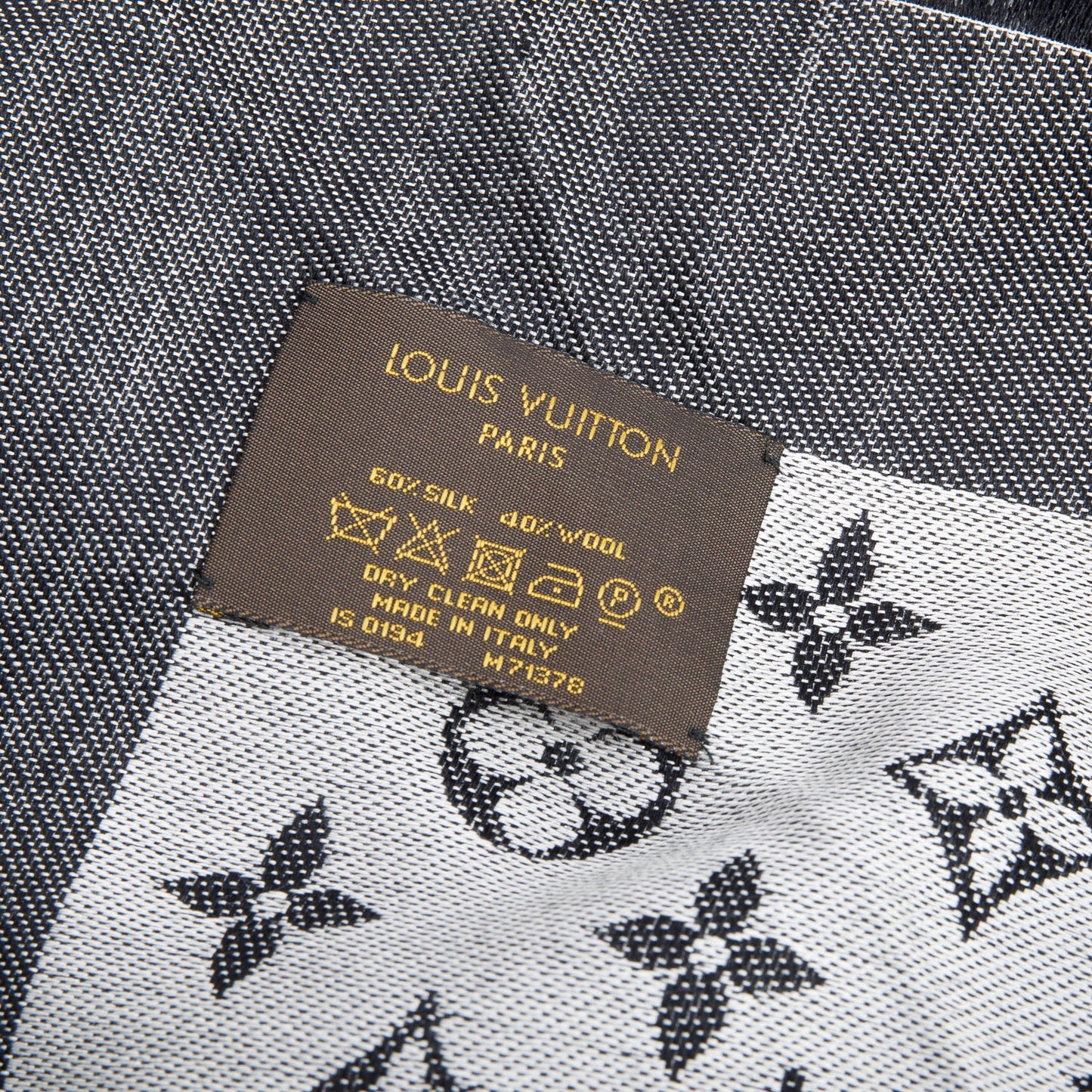 Louis Vuitton Grey/ Black Monogram Denim Shine Shawl Scarf