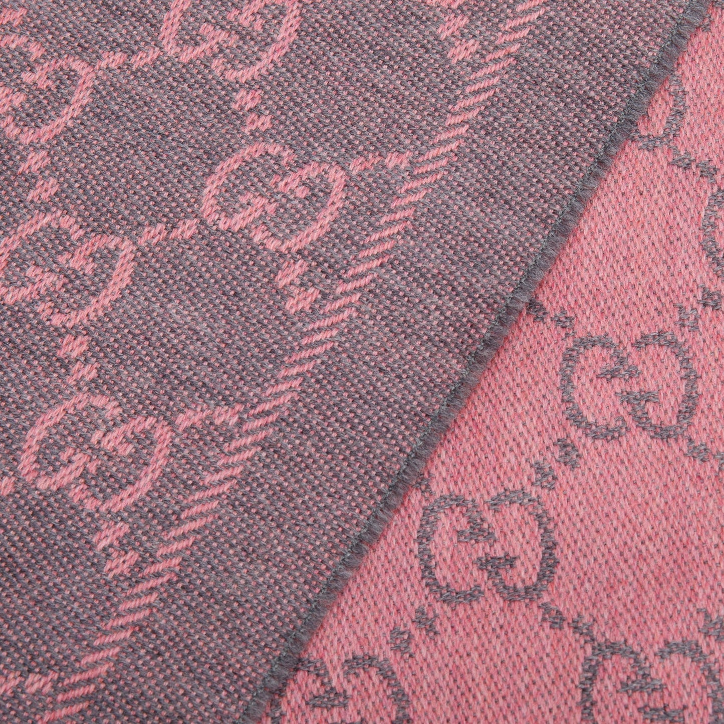 Gucci Pink/Grey GG Jacquard Wool Silk Scarf