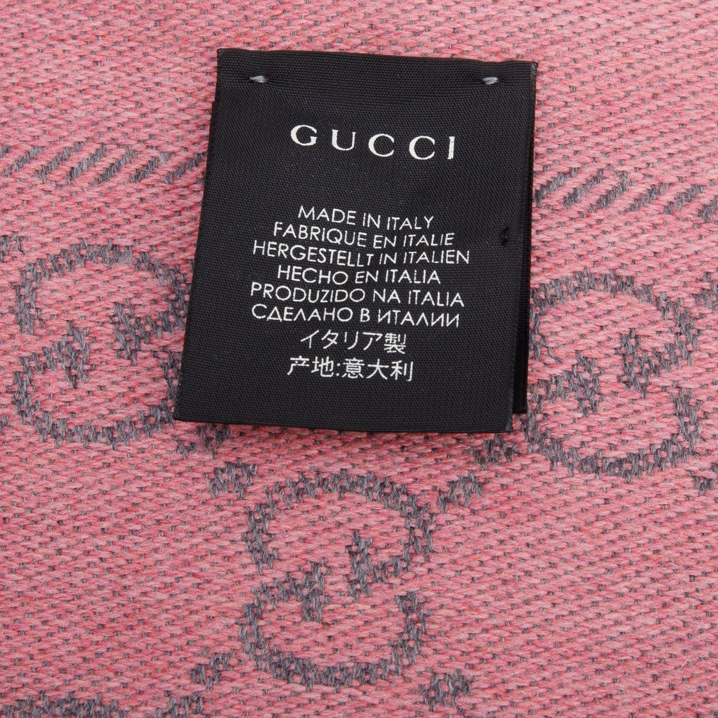 Gucci Pink/Grey GG Jacquard Wool Silk Scarf