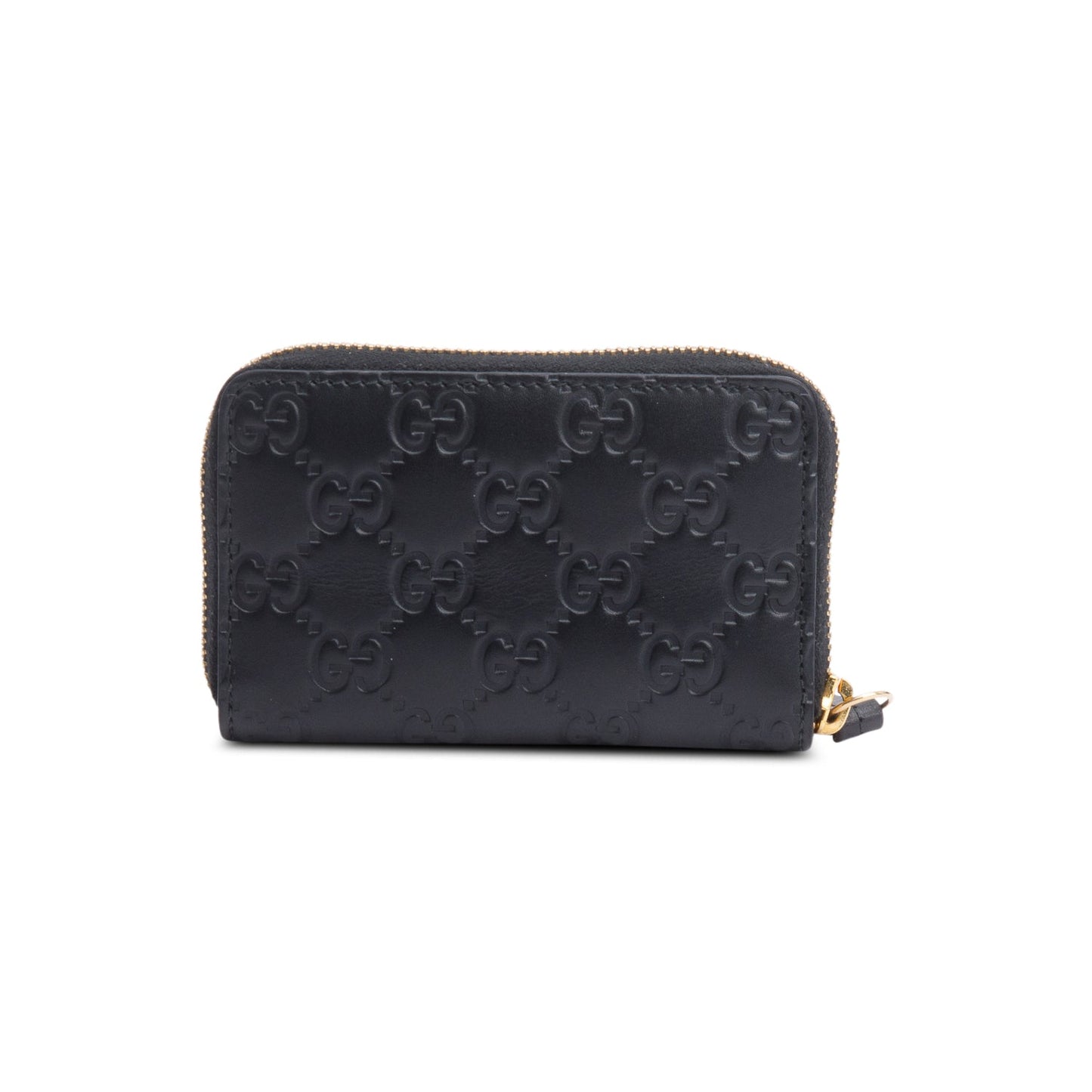 Gucci Black Guccissima Leather Zip Around Card Case