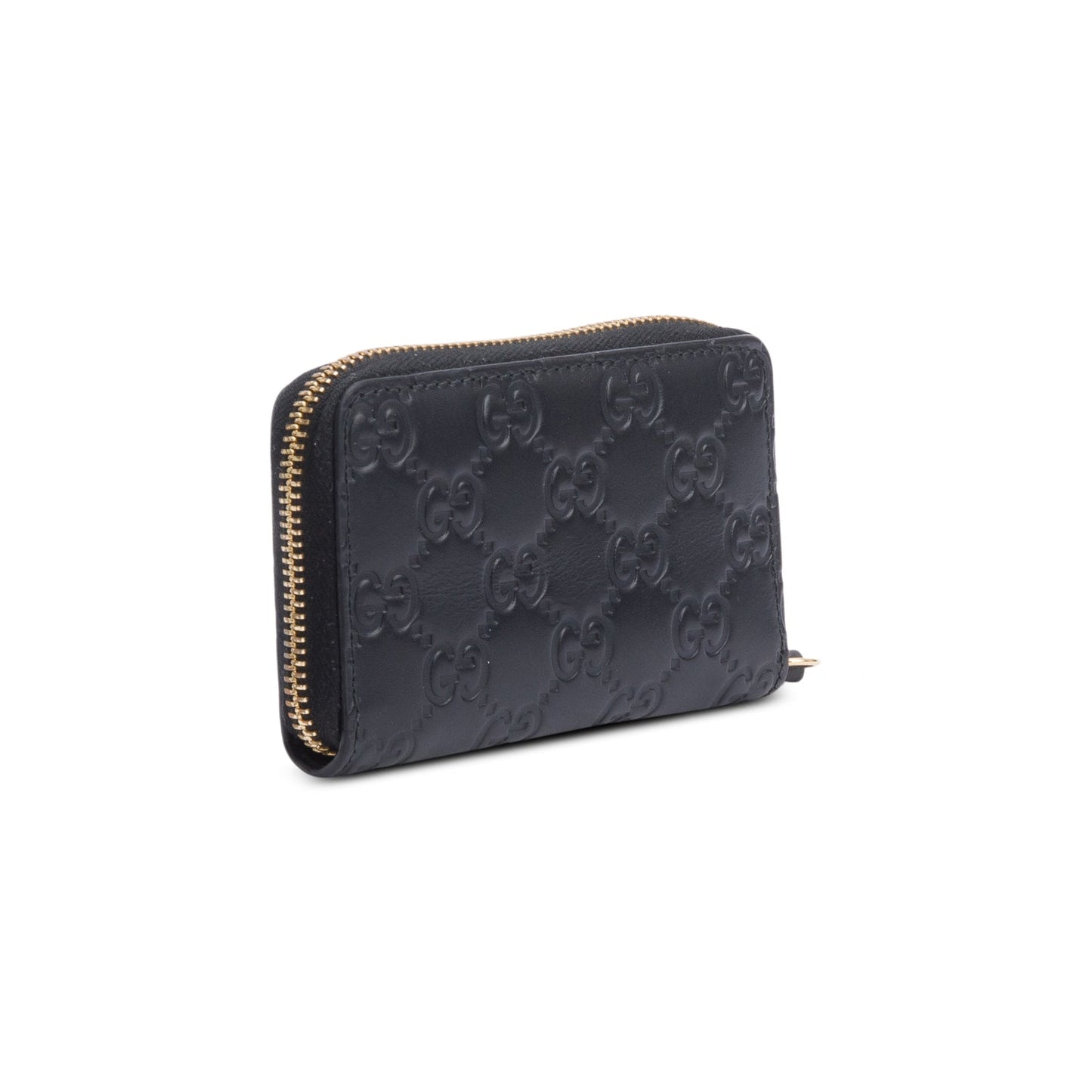 Gucci Black Guccissima Leather Zip Around Card Case