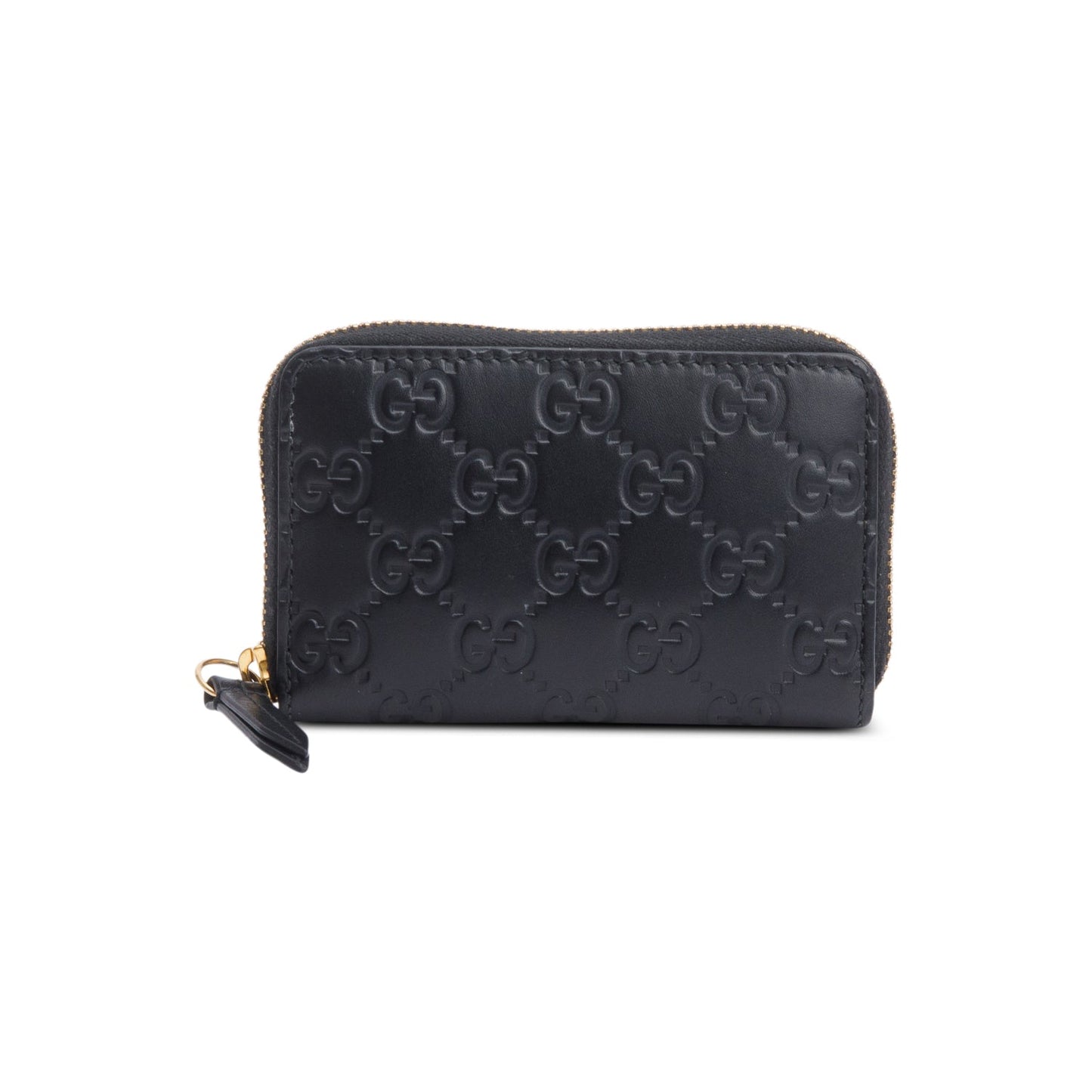 Gucci Black Guccissima Leather Zip Around Card Case