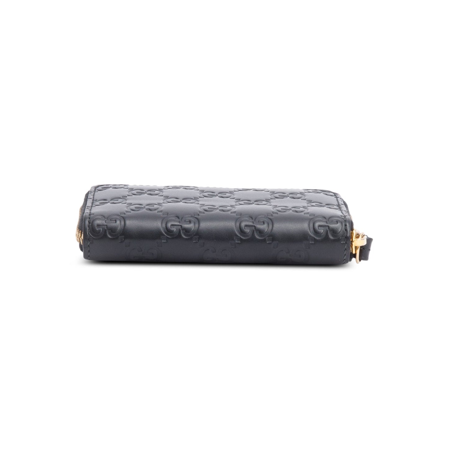 Gucci Black Guccissima Leather Zip Around Card Case
