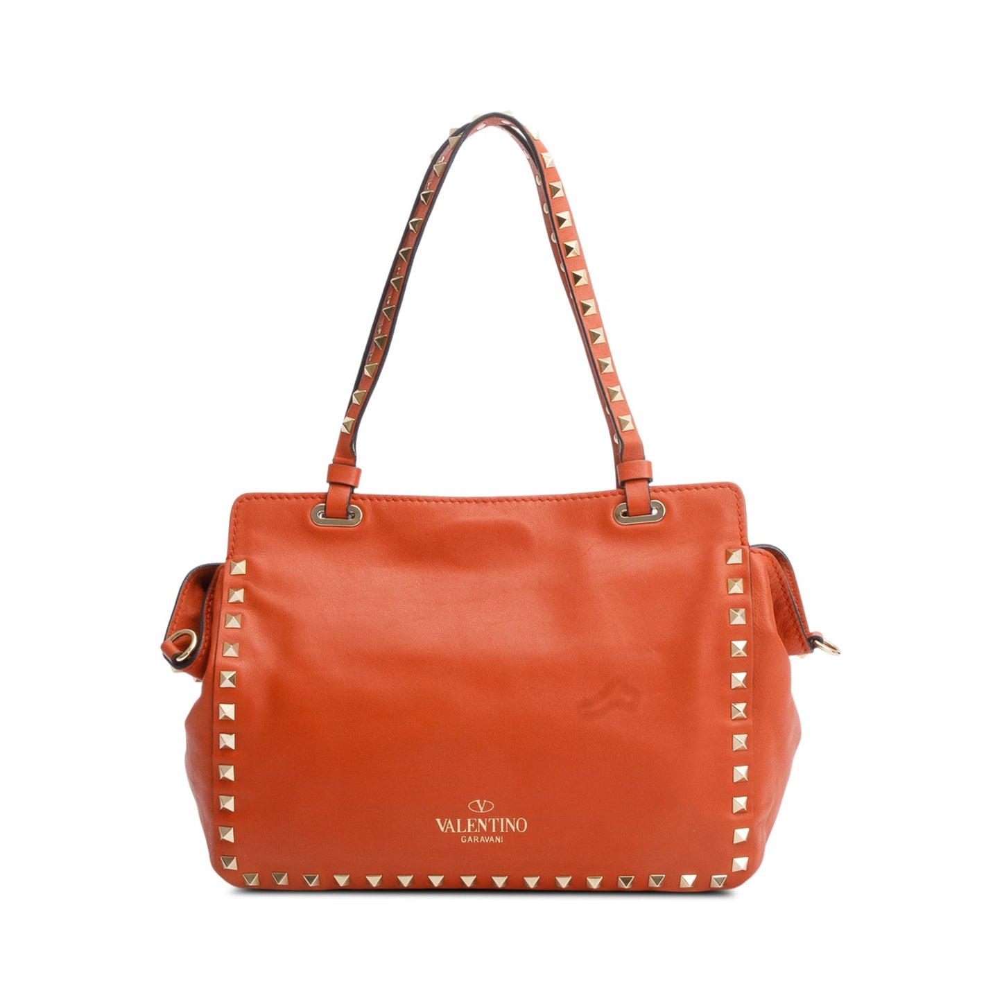 Valentino Coral Calfskin Leather Small Rockstud Tote Bag