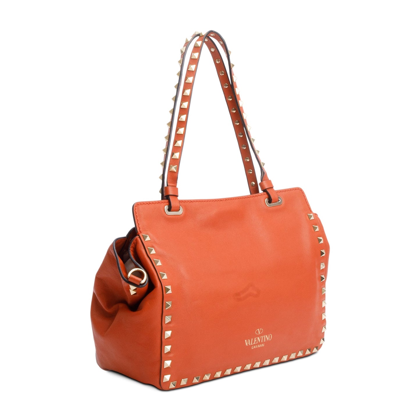 Valentino Coral Calfskin Leather Small Rockstud Tote Bag